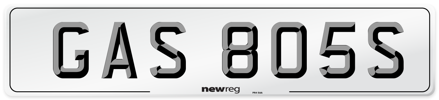 GAS 805S Number Plate from New Reg